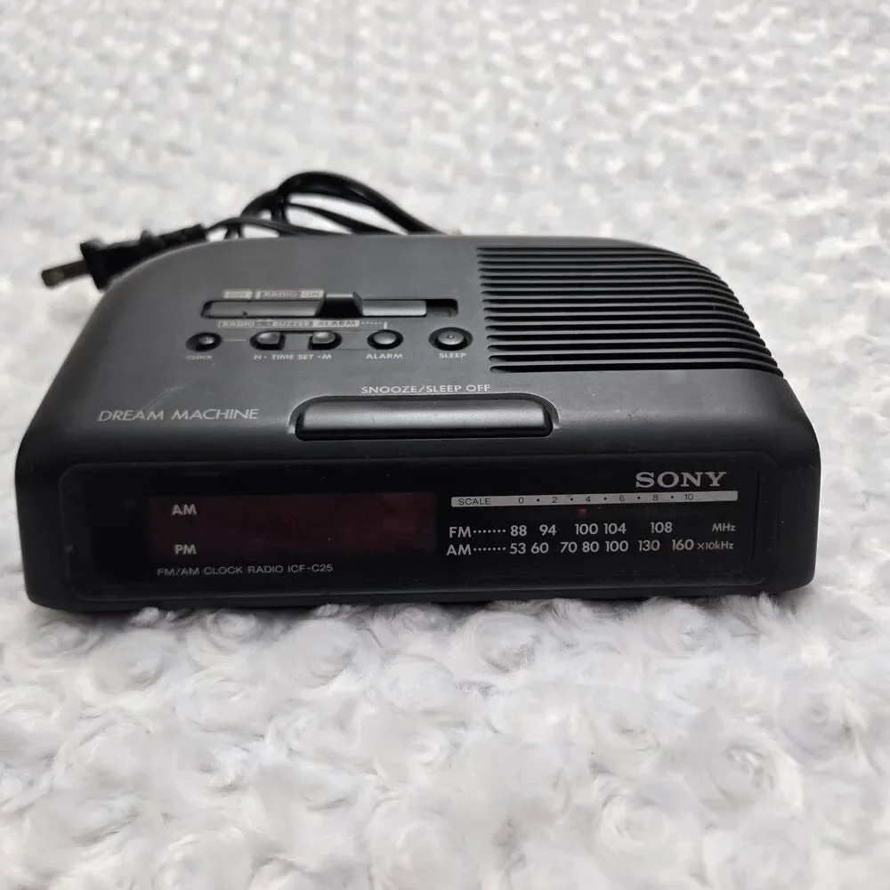 Sony ICF-C25 AM FM Clock Radio Dream Machine Series Black 1990s Alarm Snooze